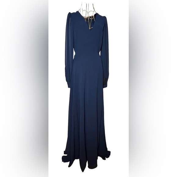 NWT Lulus My Whole Heart Dark Navy Blue Long Sleeve Wrap Dress w/ Button Cuffs M - Picture 7 of 16